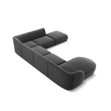 Miley 6-seater panoramic sofa right with velvet or boucle upholstery, 330x255 cm