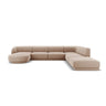 Miley 6-seater panoramic sofa right with velvet or boucle upholstery, 330x255 cm