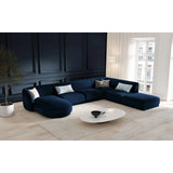 Miley 6-seater panoramic sofa right with velvet or boucle upholstery, 330x255 cm