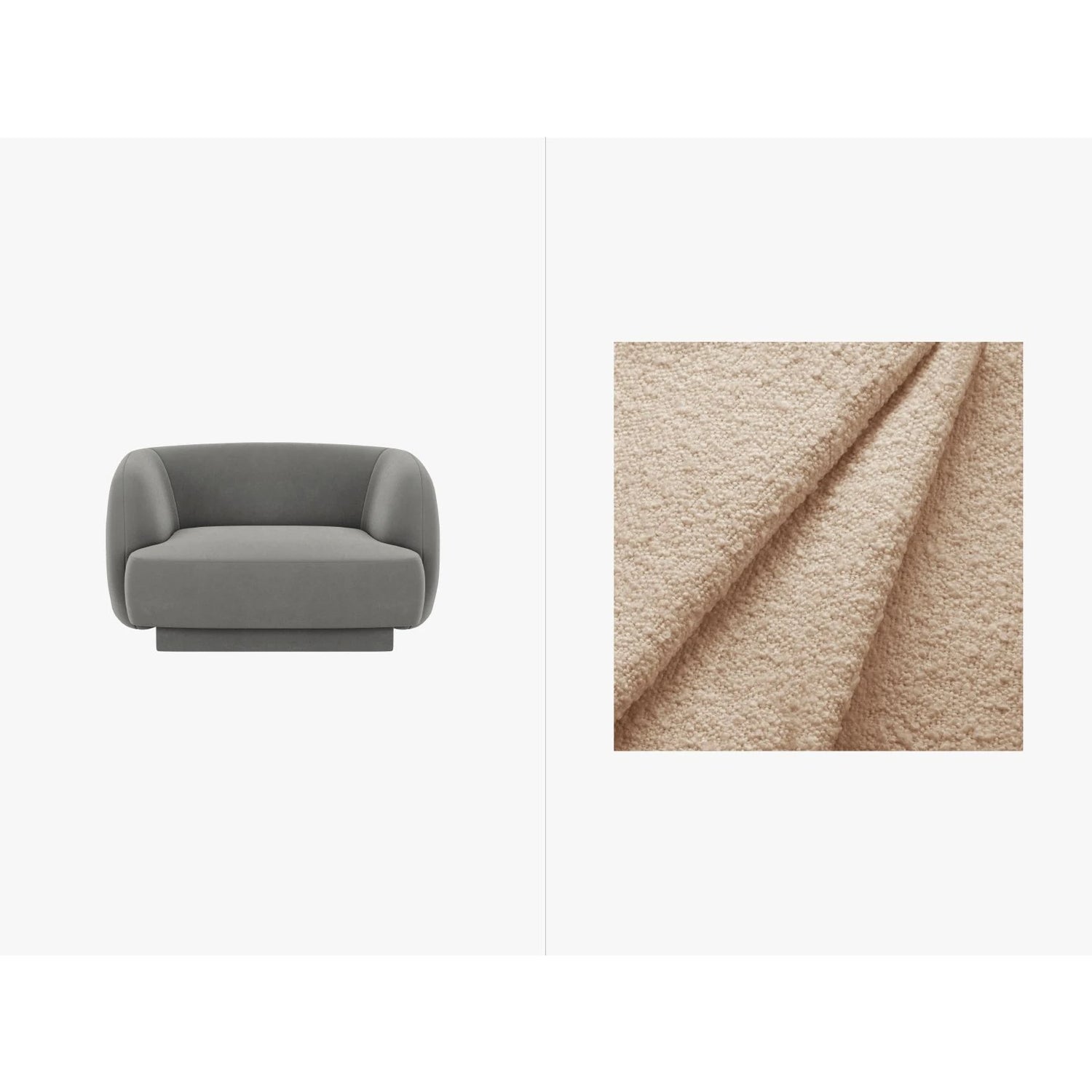 Miley Sessel mit Bezug in Boucle (Bal2074) in Beige, 103x90 cm – Bild 1