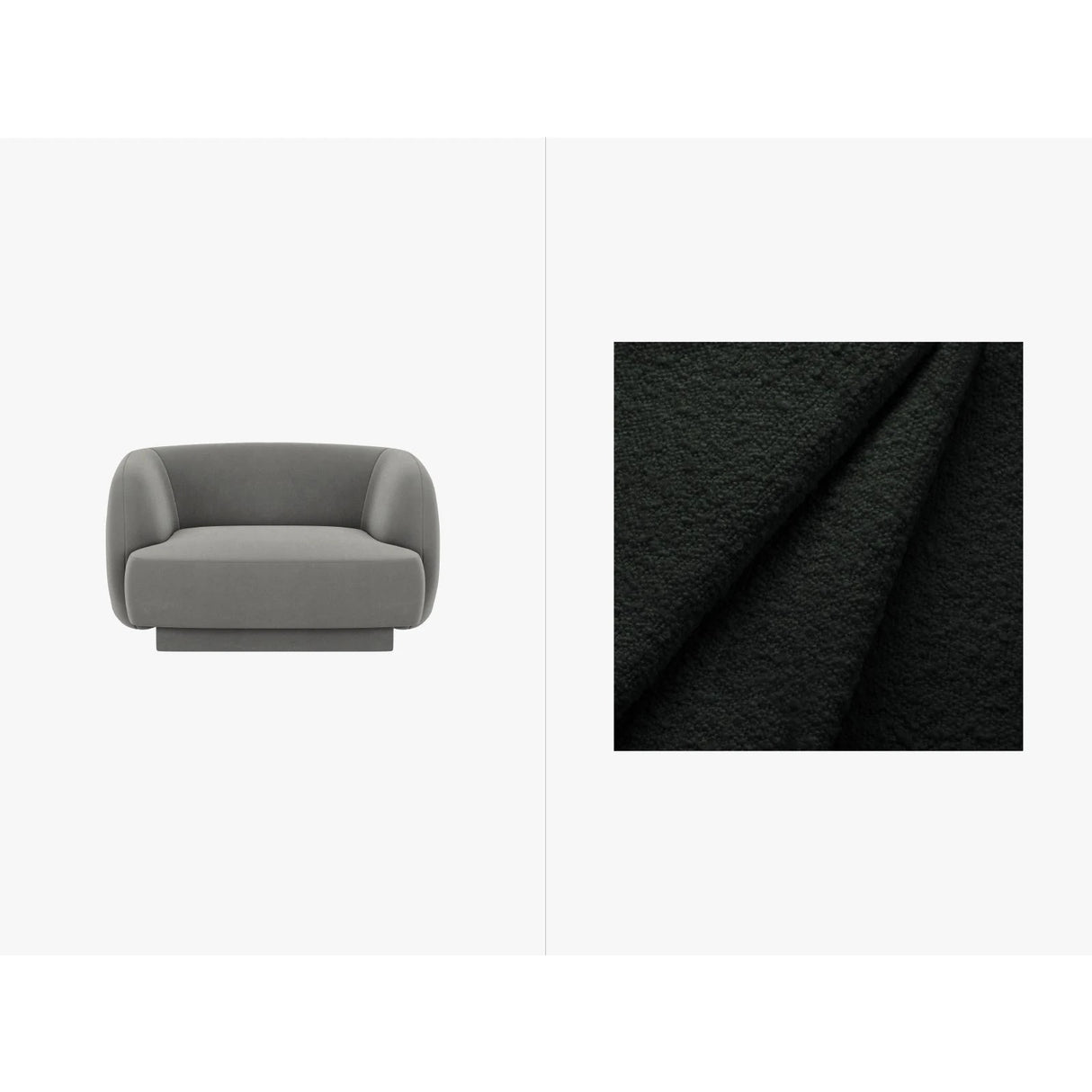 Miley Sessel mit Bezug in Boucle (Bal2082) in Schwarz, 103x90 cm – Bild 1