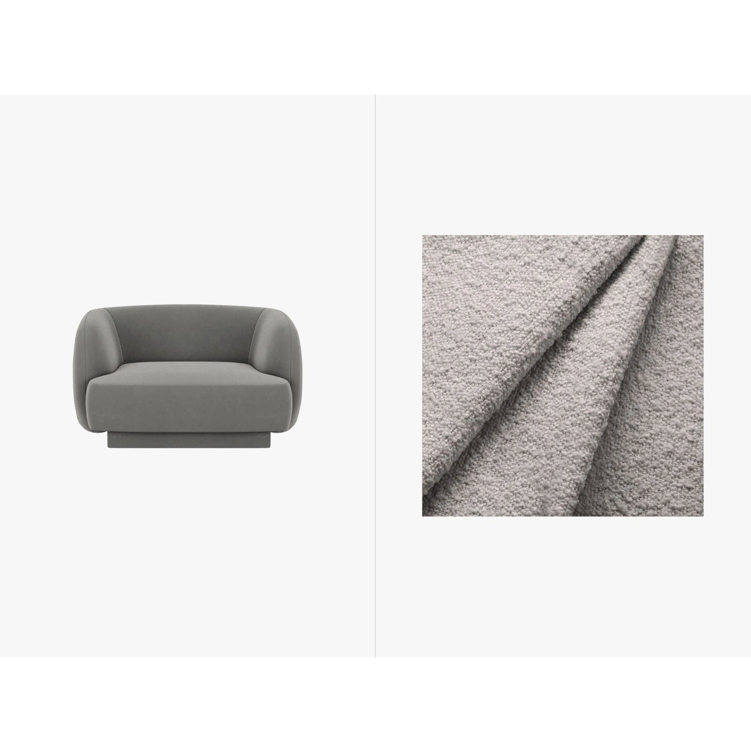 Miley Sessel mit Bezug in Boucle (Bal2085) in Hellgrau, 103x90 cm – Bild 1