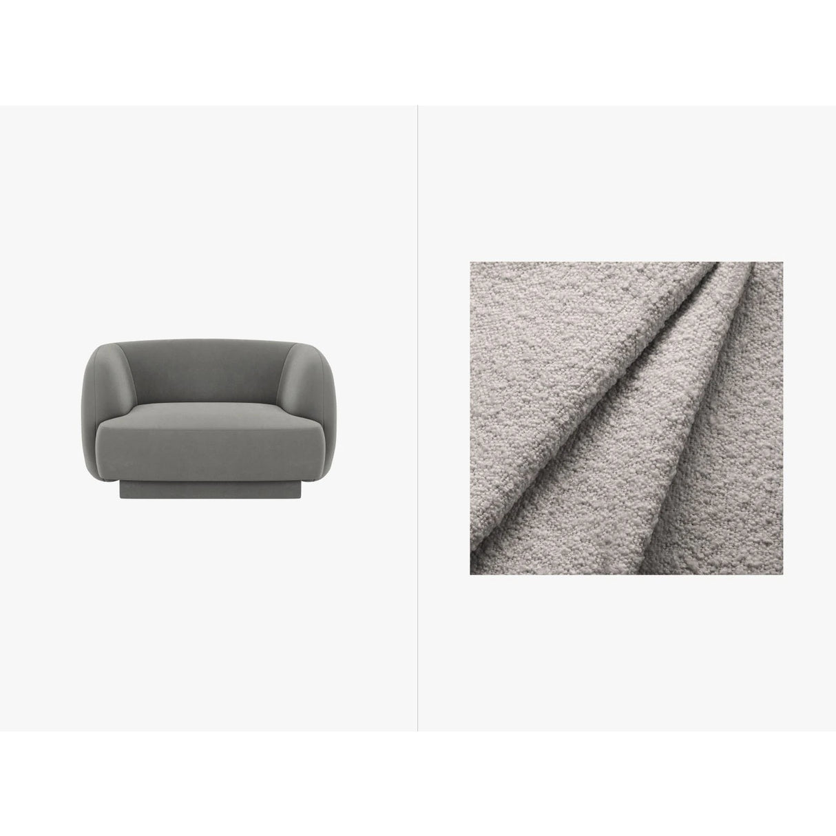 Miley Sessel mit Bezug in Boucle (Bal2085) in Hellgrau, 103x90 cm – Bild 1