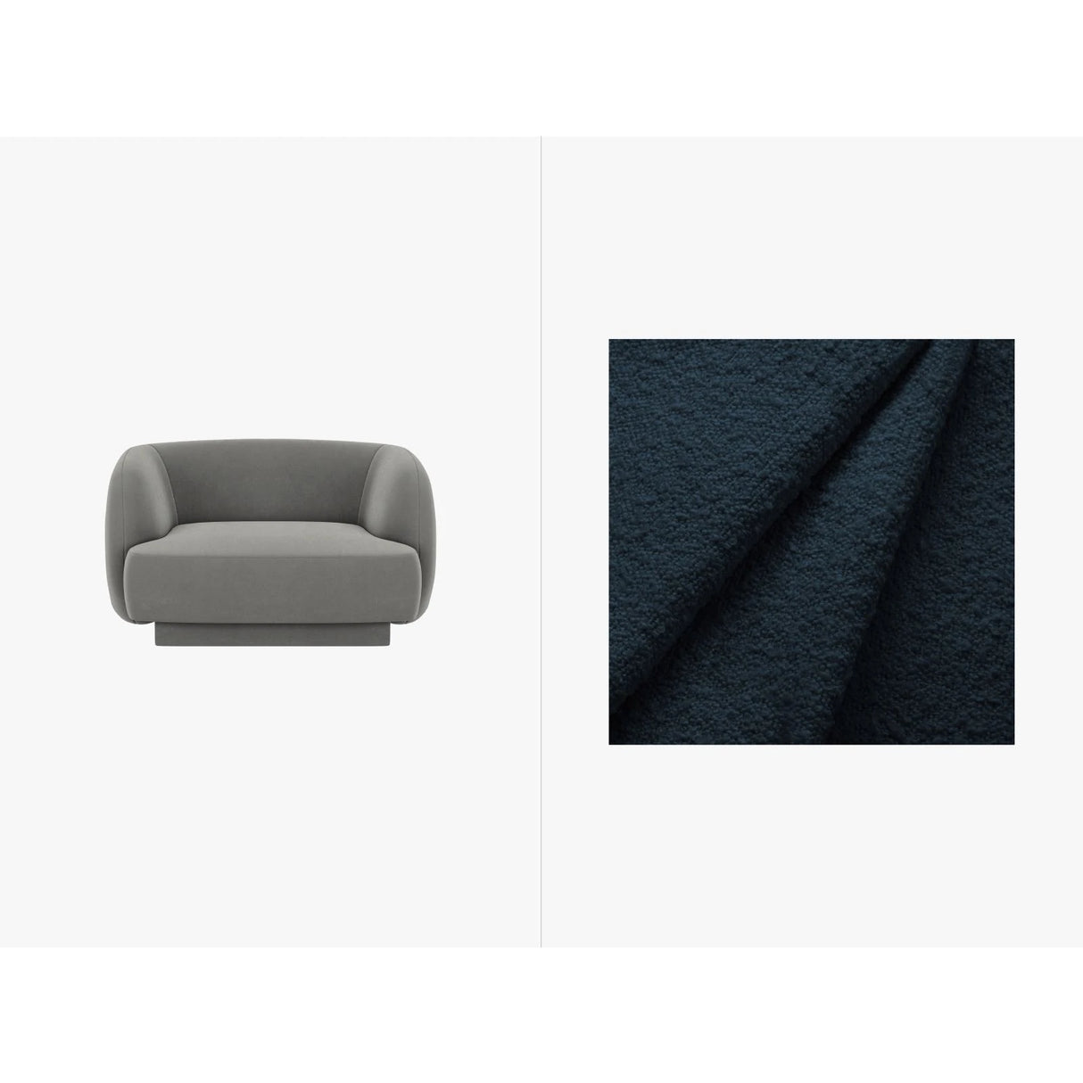 Miley Sessel mit Bezug in Boucle (Bal2088) in Dunkelblau, 103x90 cm – Bild 1