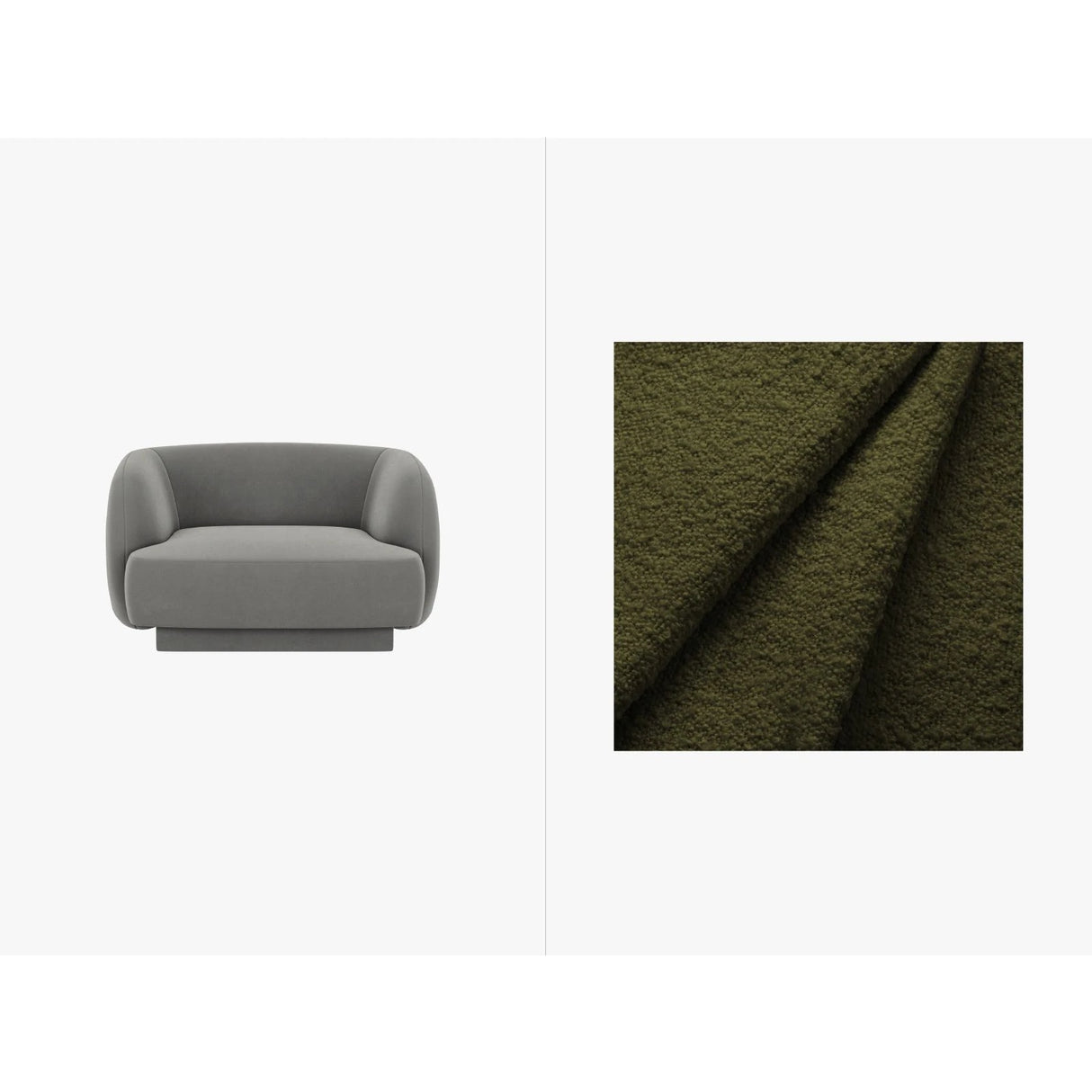 Miley Sessel mit Bezug in Boucle (Bal2090) in Dunkles olivgrün, 103x90 cm – Bild 1