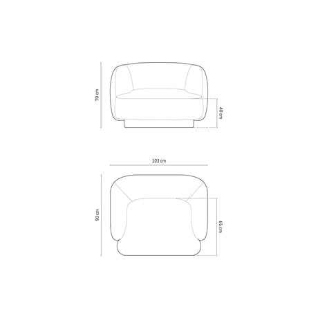 Miley Sessel mit Bezug in Samt (Blu13) in Hellgrau, 103x90 cm – Bild 2