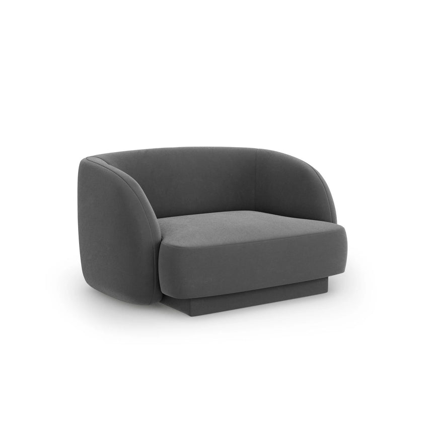 Miley Sessel mit Bezug in Samt (Blu14) in Grau, 103x90 cm – Bild 3