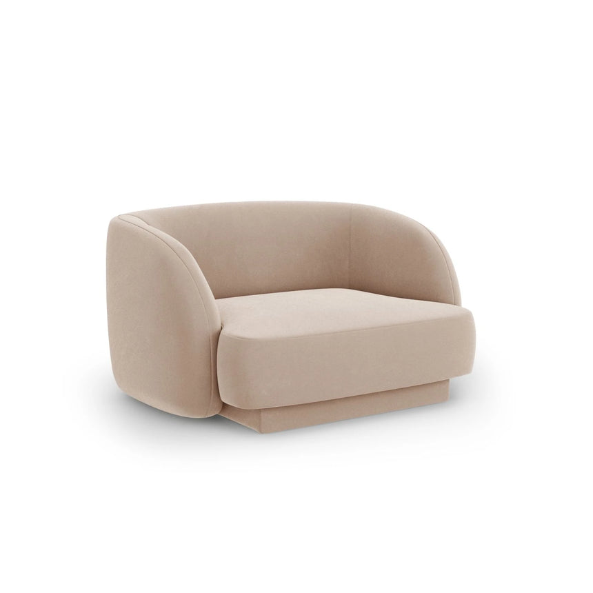 Miley Sessel mit Bezug in Samt (Blu40) in Cappuccino, 103x90 cm – Bild 3