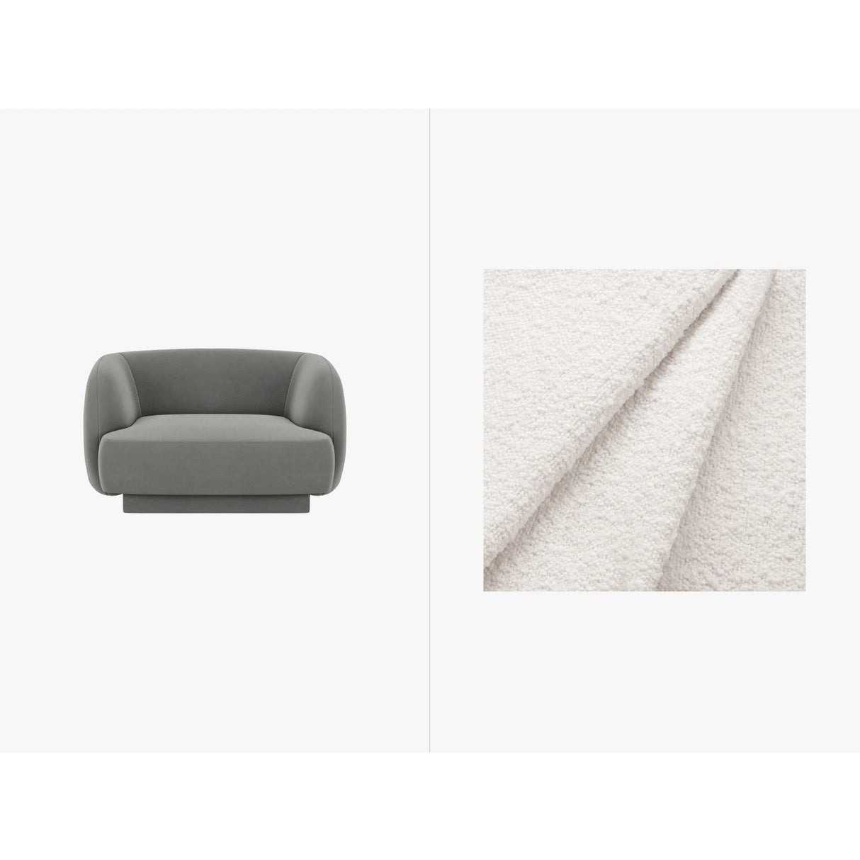 Miley Sessel mit Bezug in Samt, Boucle oder Chenille, 103x90 cm – Bild 1