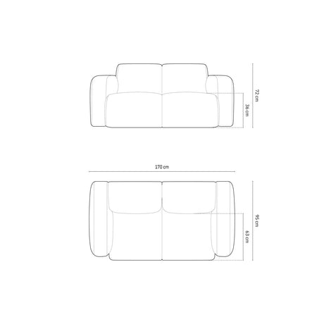 Molino 2-Sitzer Sofa mit Bezug aus Boucle (Bal2088) in Dunkelblau, 170x95 cm – Bild 2