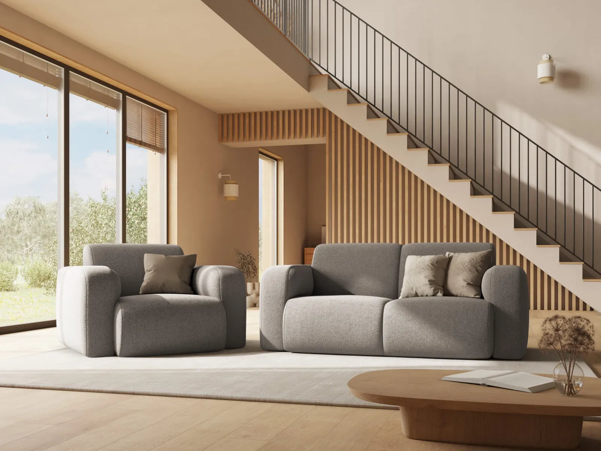 Molino 2-Sitzer Sofa mit Bezug aus Chenille (Haga06) in Hellgrau, 170x95 cm – Bild 2