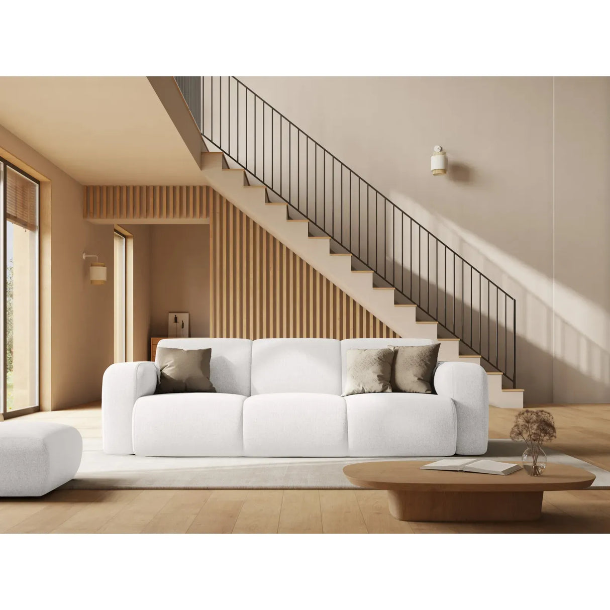 Canapé 3 places Molino avec revêtement en chenille ou bouclé, 235 x 95 cm