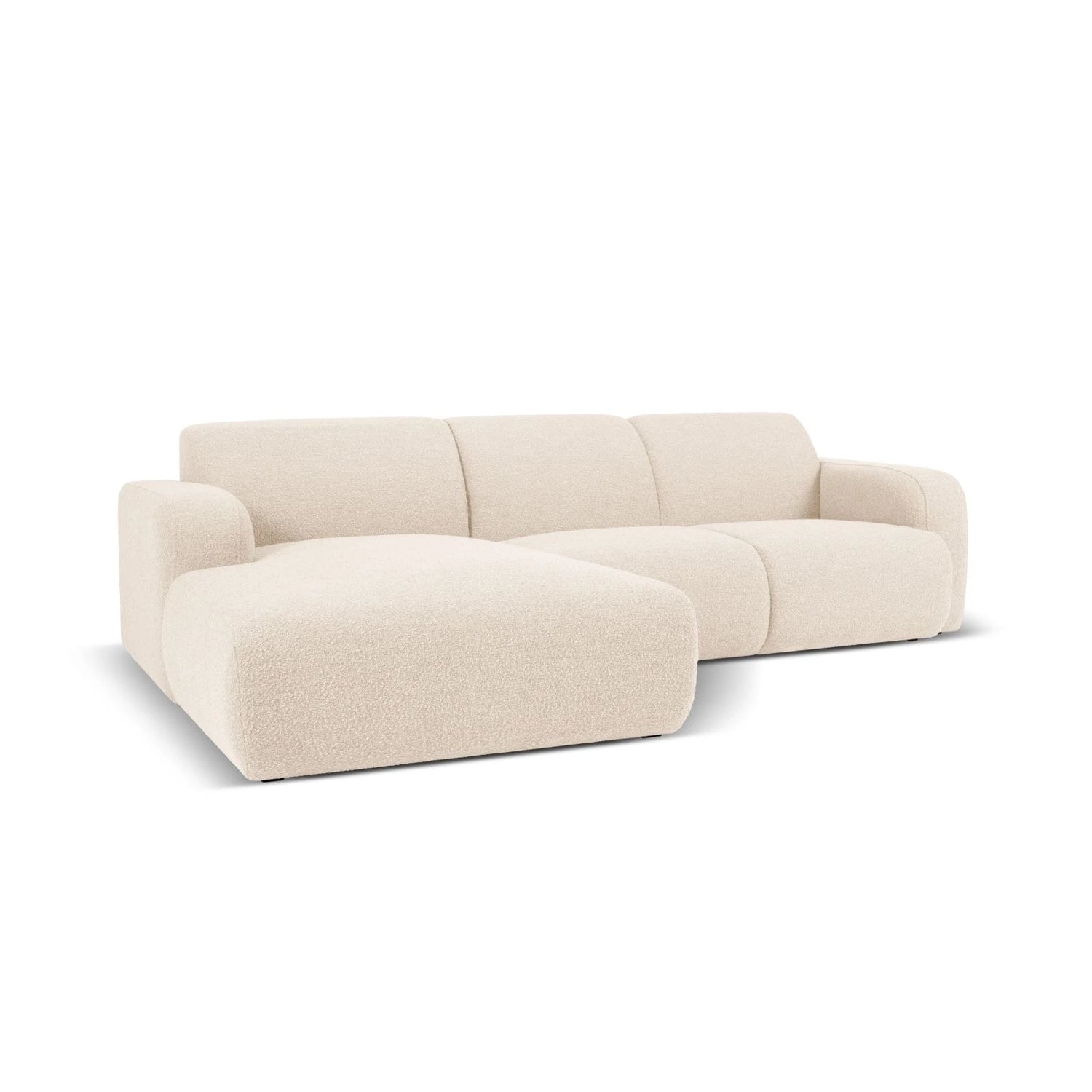Molino 4-Sitzer Ecksofa Links, mit Bezug aus Boucle (Bal2074) in Beige, 250x170 cm – Bild 3