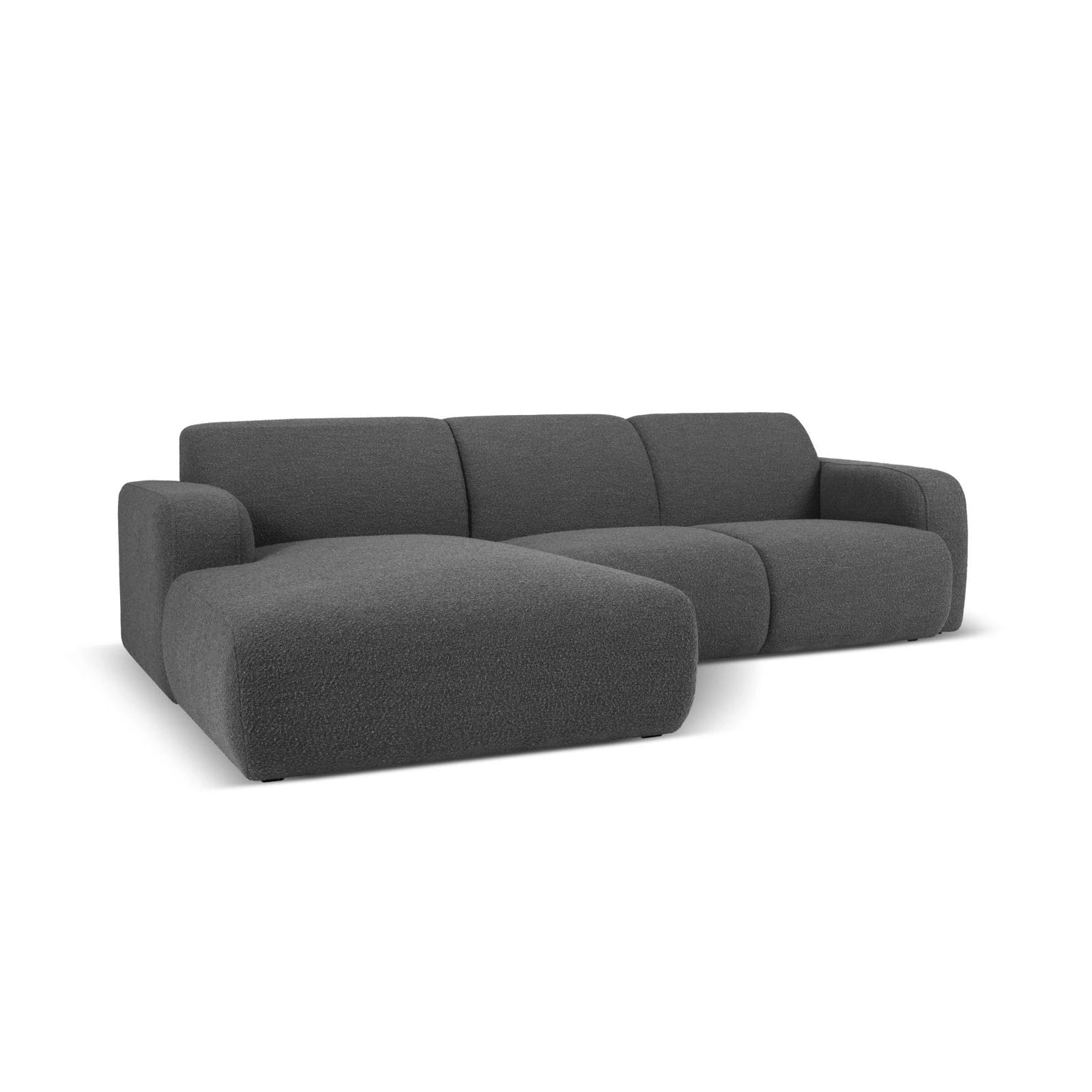 Molino 4-Sitzer Ecksofa Links, mit Bezug aus Boucle (Bal2083) in Dunkelgrau, 250x170 cm – Bild 3