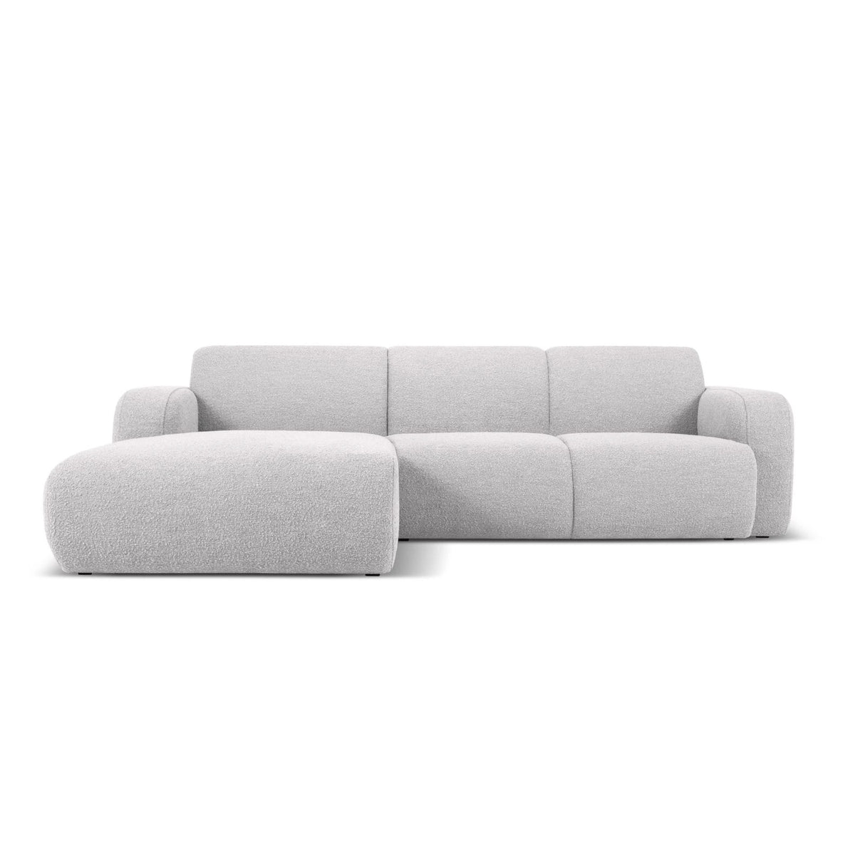 Molino 4-Sitzer Ecksofa Links, mit Bezug aus Boucle (Bal2085) in Hellgrau, 250x170 cm – Bild 1