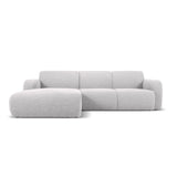 Molino 4-Sitzer Ecksofa Links, mit Bezug aus Boucle (Bal2085) in Hellgrau, 250x170 cm – Bild 1