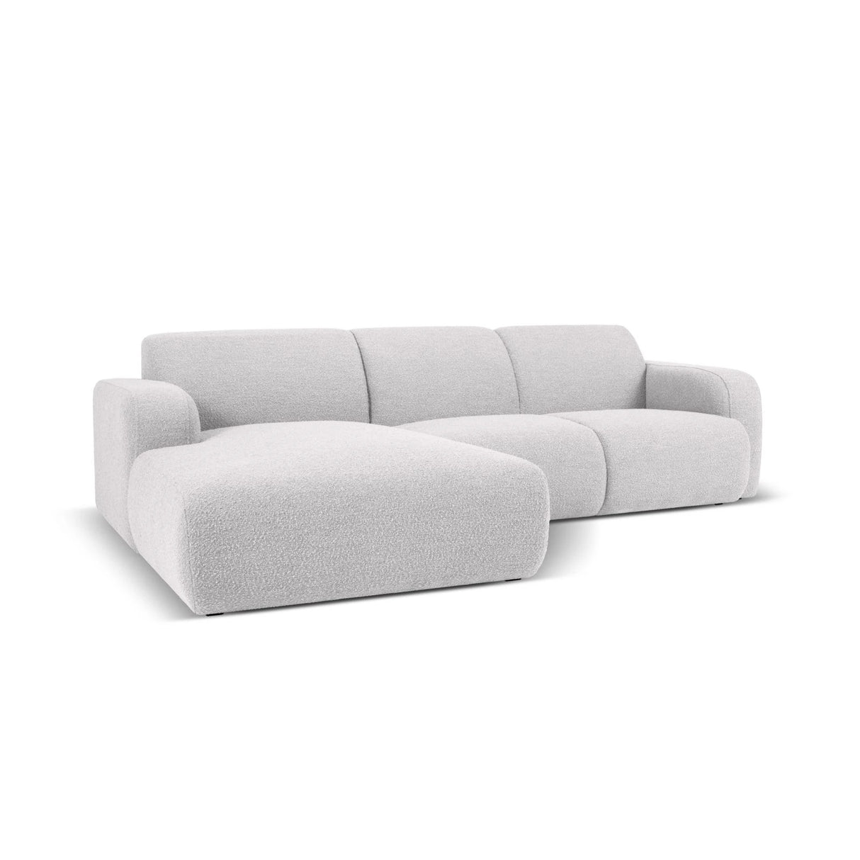 Molino 4-Sitzer Ecksofa Links, mit Bezug aus Boucle (Bal2085) in Hellgrau, 250x170 cm – Bild 3