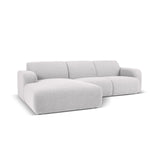Molino 4-Sitzer Ecksofa Links, mit Bezug aus Boucle (Bal2085) in Hellgrau, 250x170 cm – Bild 3