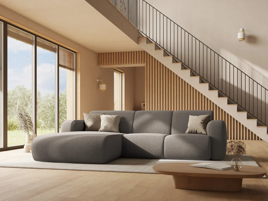Molino 4-Sitzer Ecksofa Links, mit Bezug aus Chenille (Haga06) in Hellgrau, 250x170 cm – Bild 2
