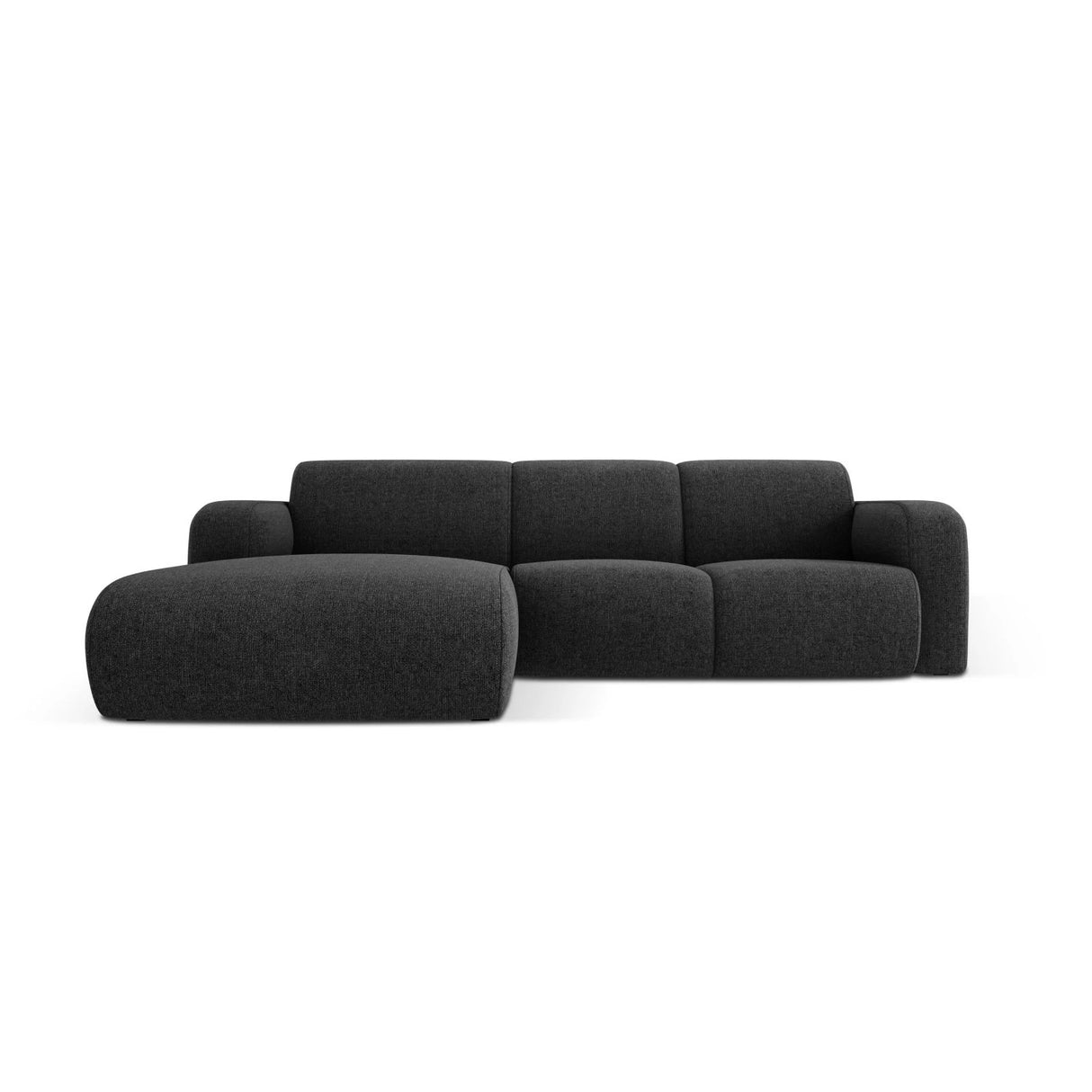 Molino 4-Sitzer Ecksofa Links, mit Bezug aus Chenille (Haga19) in Schwarz, 250x170 cm – Bild 1