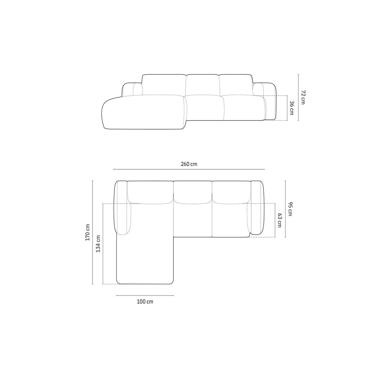 Molino 4-Sitzer Ecksofa Links, mit Bezug aus Chenille (Haga44) in Terrakotta, 250x170 cm – Bild 3