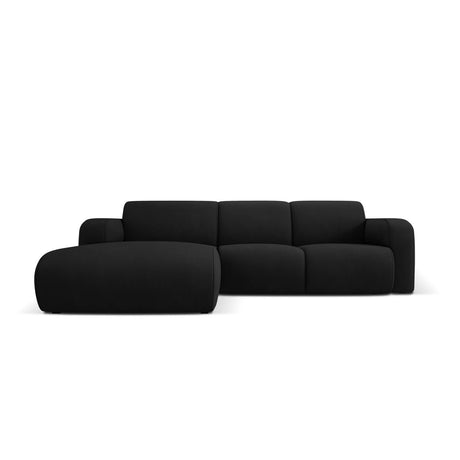Molino 4-Sitzer Ecksofa Links, mit Bezug aus Chenille (Reb1) in Schwarz, 250x170 cm – Bild 1