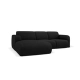 Molino 4-Sitzer Ecksofa Links, mit Bezug aus Chenille (Reb1) in Schwarz, 250x170 cm – Bild 4