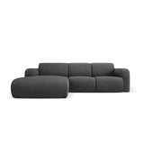 Molino 4-Sitzer Ecksofa Links, mit Bezug aus Chenille (Reb3) in Dunkelgrau, 250x170 cm – Bild 1