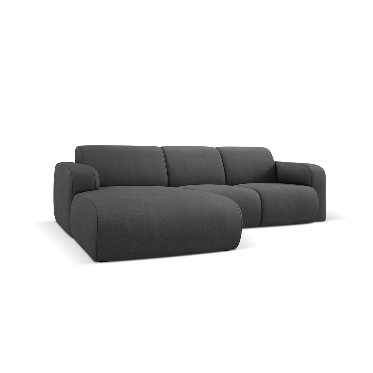 Molino 4-Sitzer Ecksofa Links, mit Bezug aus Chenille (Reb3) in Dunkelgrau, 250x170 cm – Bild 3