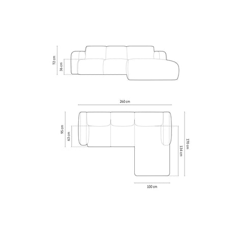 Molino 4-Sitzer Ecksofa Rechts, mit Bezug aus Chenille (Haga19) in Schwarz, 250x170 cm – Bild 3