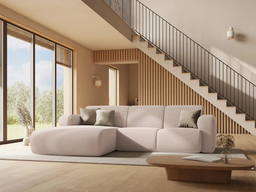 Molino 4-Sitzer Ecksofa Rechts, mit Bezug aus Chenille (Haga30) in Beige, 250x170 cm – Bild 2