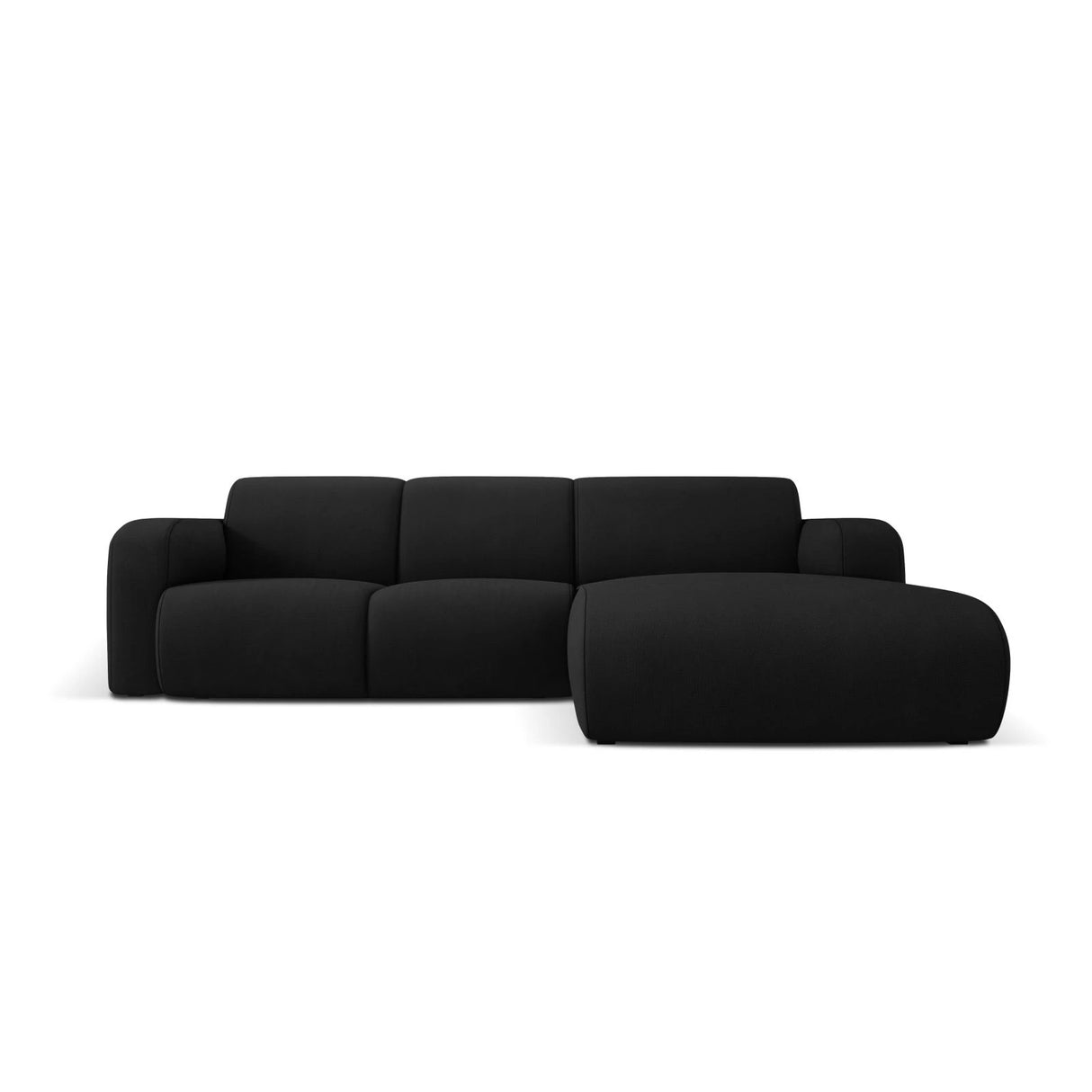 Molino 4-Sitzer Ecksofa Rechts, mit Bezug aus Chenille (Reb1) in Schwarz, 250x170 cm – Bild 1