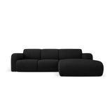 Molino 4-Sitzer Ecksofa Rechts, mit Bezug aus Chenille (Reb1) in Schwarz, 250x170 cm – Bild 1