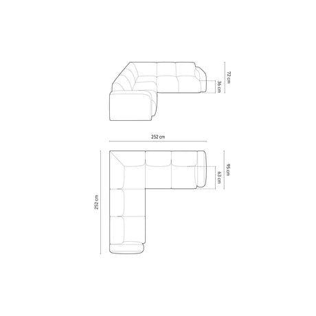 Molino 5-Sitzer Ecksofa symmetrisch, mit Bezug aus Chenille (Haga78) in Petrol, 252x252 cm – Bild 2