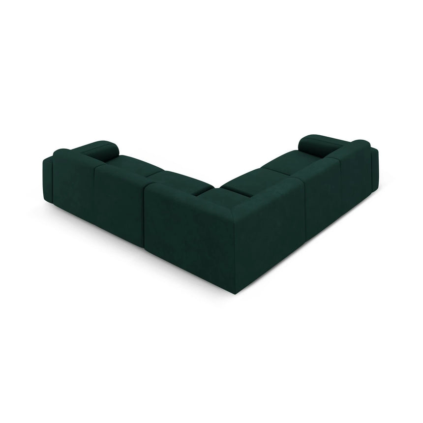 Molino 5-Sitzer Ecksofa symmetrisch, mit Bezug aus Chenille (Reb16) in Flaschengrün, 252x252 cm – Bild 4