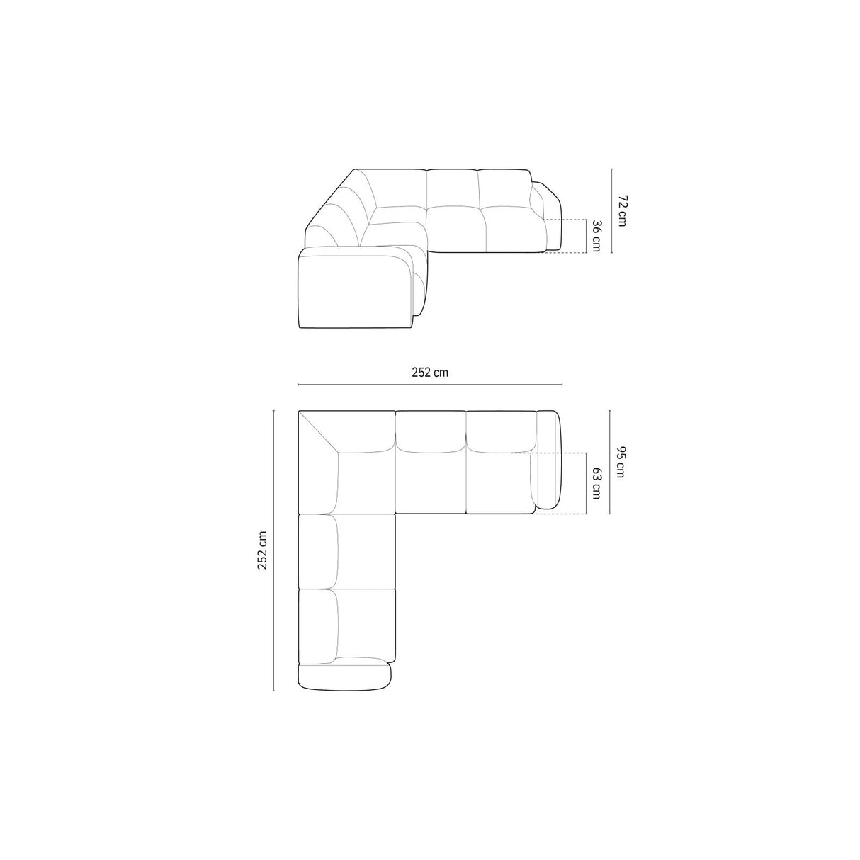 Molino 5-Sitzer Ecksofa symmetrisch, mit Bezug aus Chenille (Reb7) in Rosa, 252x252 cm – Bild 2