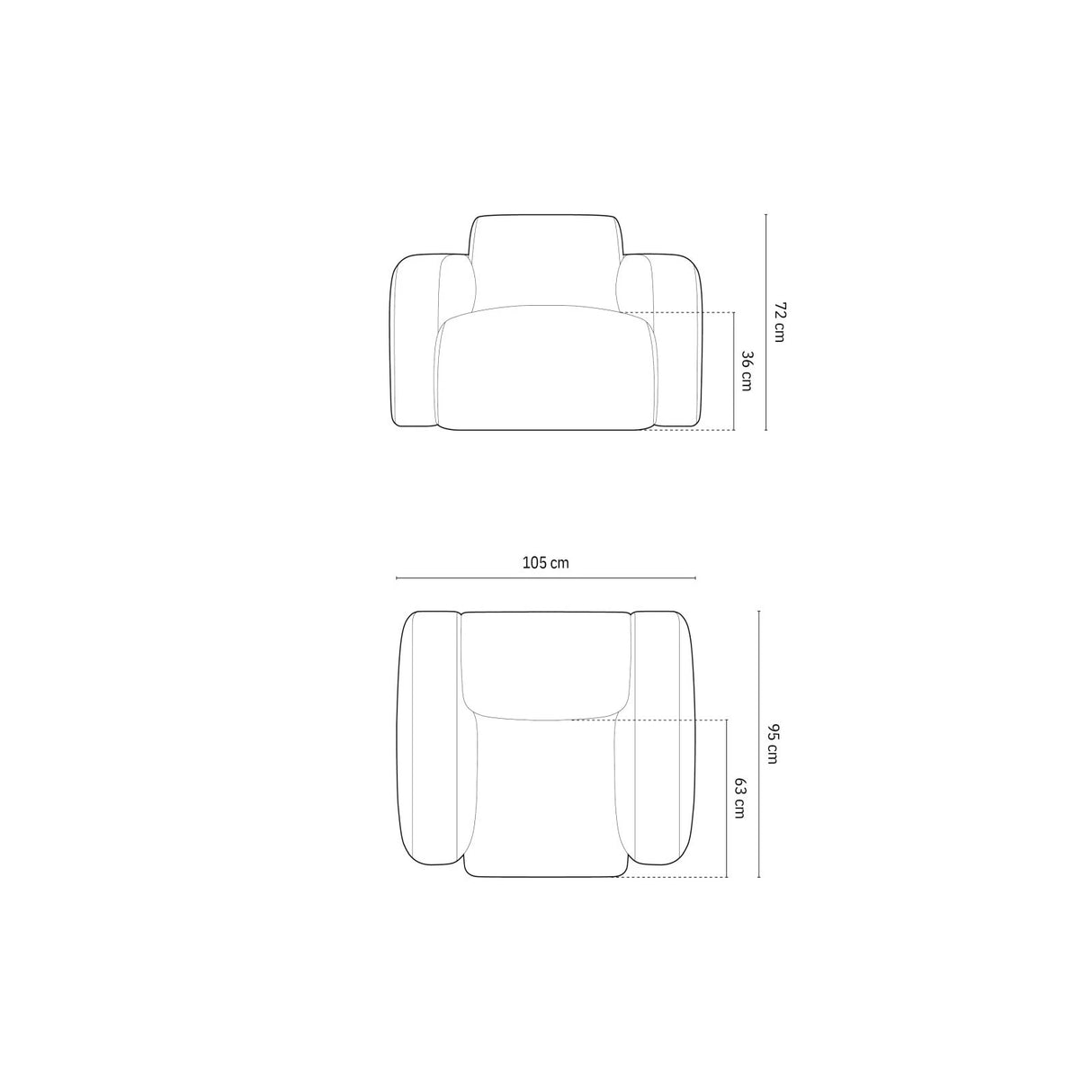 Molino Sessel mit Bezug aus Boucle (Bal2085) in Hellgrau, 105x95 cm – Bild 2