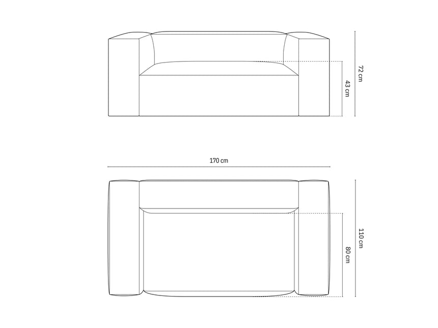 Nuria 2-Sitzer Sofa mit Bezug aus Samt (PariDB) in Dunkelblau, 170x110 cm – Bild 5