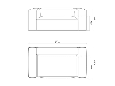 Nuria 2-Sitzer Sofa mit Bezug in Samt, Strukturstoff oder Boucle-Stoff, 170x110 cm – Bild 5