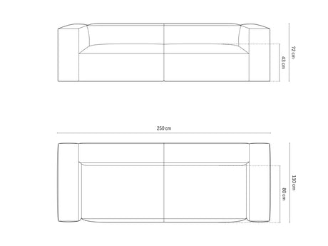 Nuria 4-Sitzer Sofa mit Bezug in Samt, Strukturstoff oder Boucle-Stoff, 250x110 cm – Bild 5