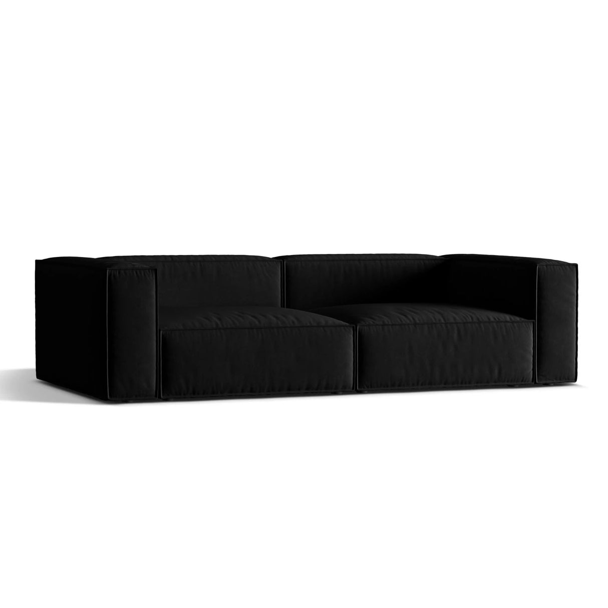 Nuria 5-Sitzer Sofa mit Bezug aus Samt (PariBla) in Schwarz, 110x290 cm – Bild 3