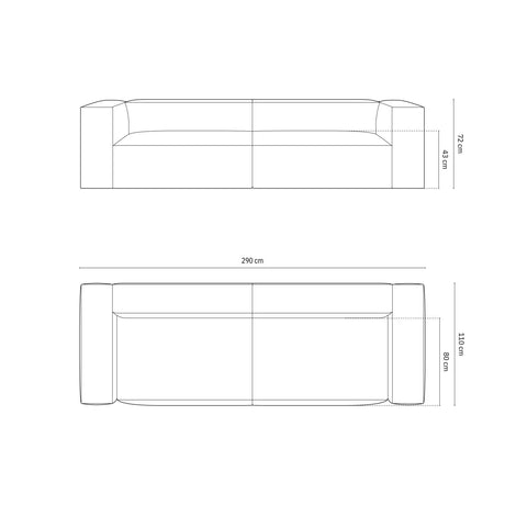 Nuria 5-Sitzer Sofa mit Bezug aus Strukturierter Stoff (Lib13) in Deep Petrol, 110x290 cm – Bild 2