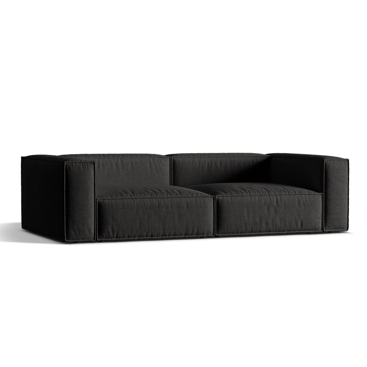 Nuria 5-Sitzer Sofa mit Bezug aus Strukturierter Stoff (Lib22) in Schwarz, 110x290 cm – Bild 3