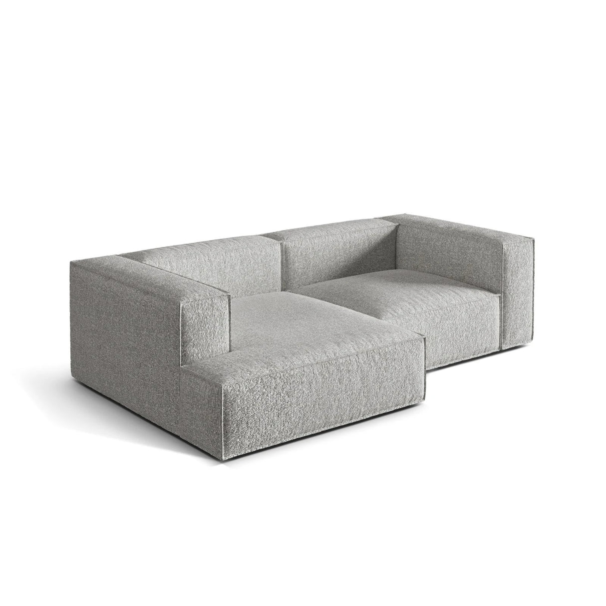 Nuria Ecksofa Links, mit Bezug aus Boucle (MonSil) in Silber, 147x252 cm – Bild 4