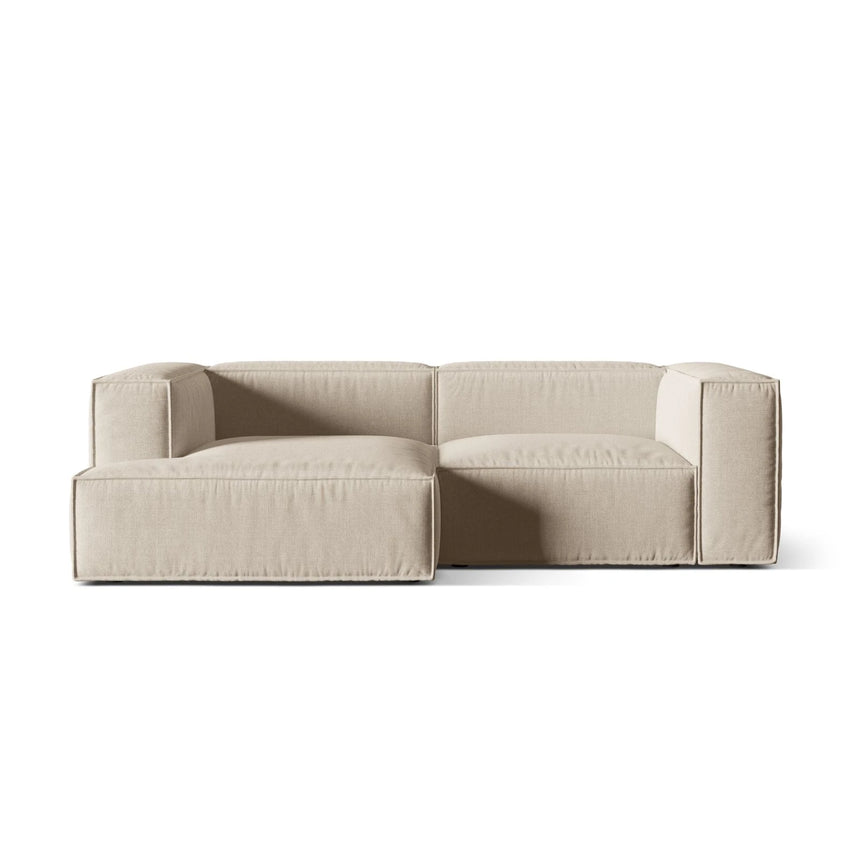 Nuria Ecksofa Links, mit Bezug aus Samt, Boucle oder Strukturstoff, 147x252 cm – Bild 1