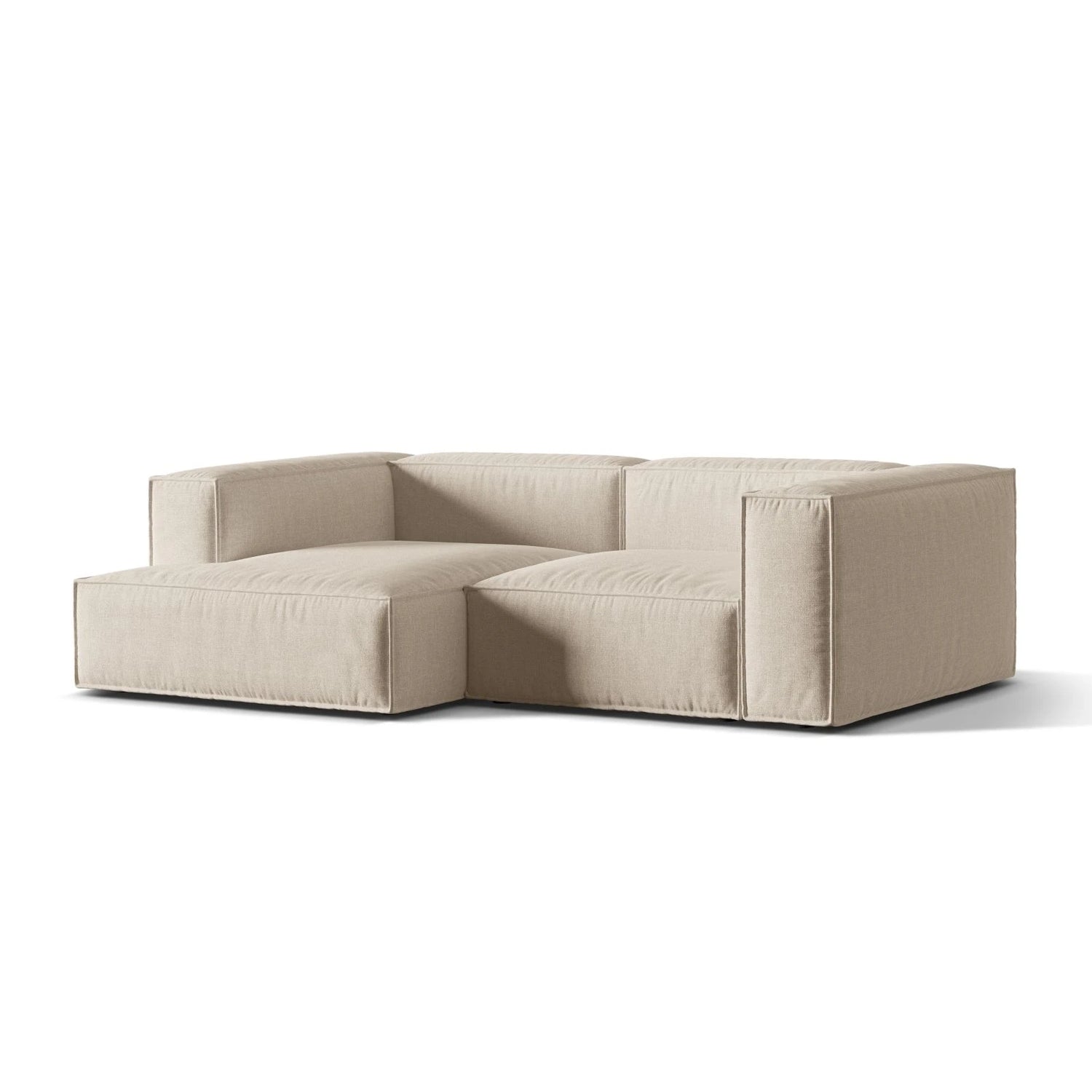Nuria Ecksofa Links, mit Bezug aus Samt, Boucle oder Strukturstoff, 147x252 cm – Bild 3