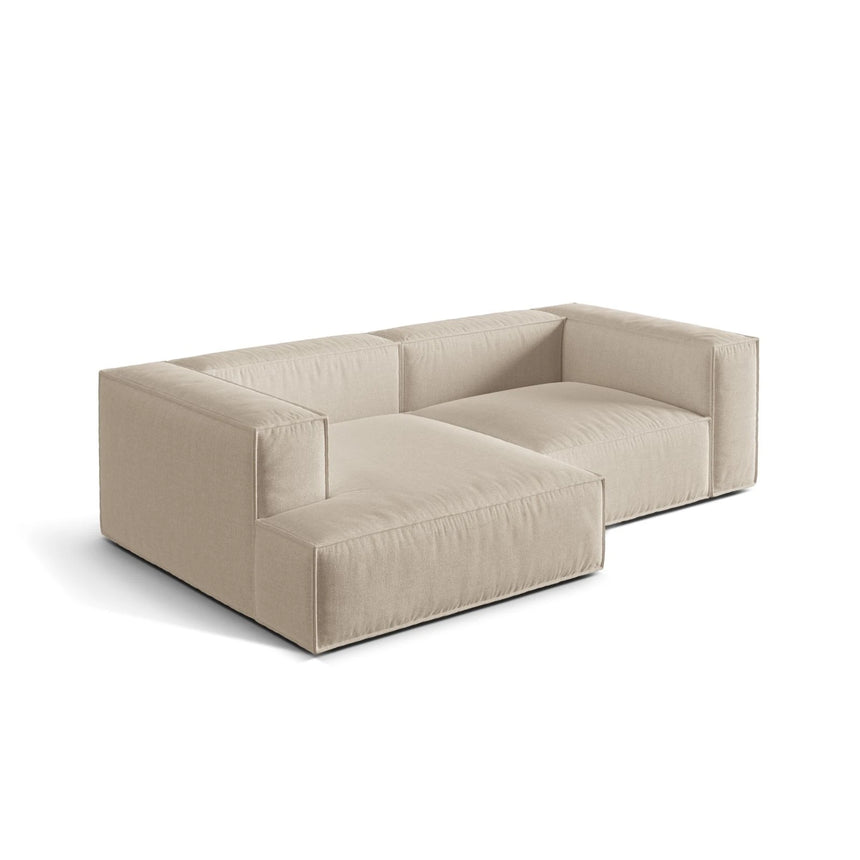 Nuria Ecksofa Links, mit Bezug aus Samt, Boucle oder Strukturstoff, 147x252 cm – Bild 4