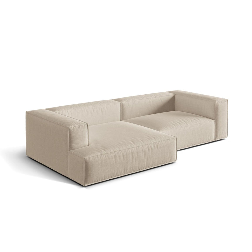 Nuria Ecksofa Links, mit Bezug aus Samt, Boucle oder Strukturstoff, 147x292 cm – Bild 4