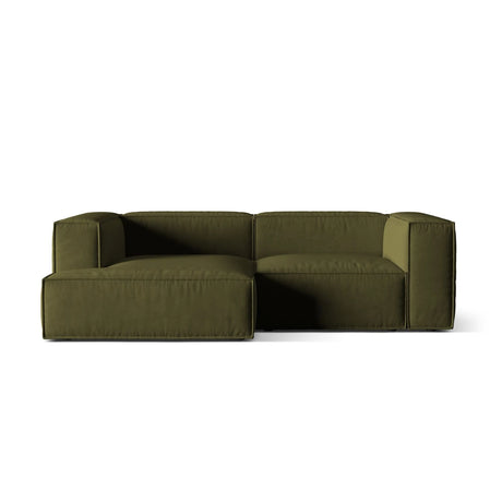Nuria Ecksofa Links, mit Bezug aus Samt (ParFor) in Moss Green Melange, 147x252 cm – Bild 1
