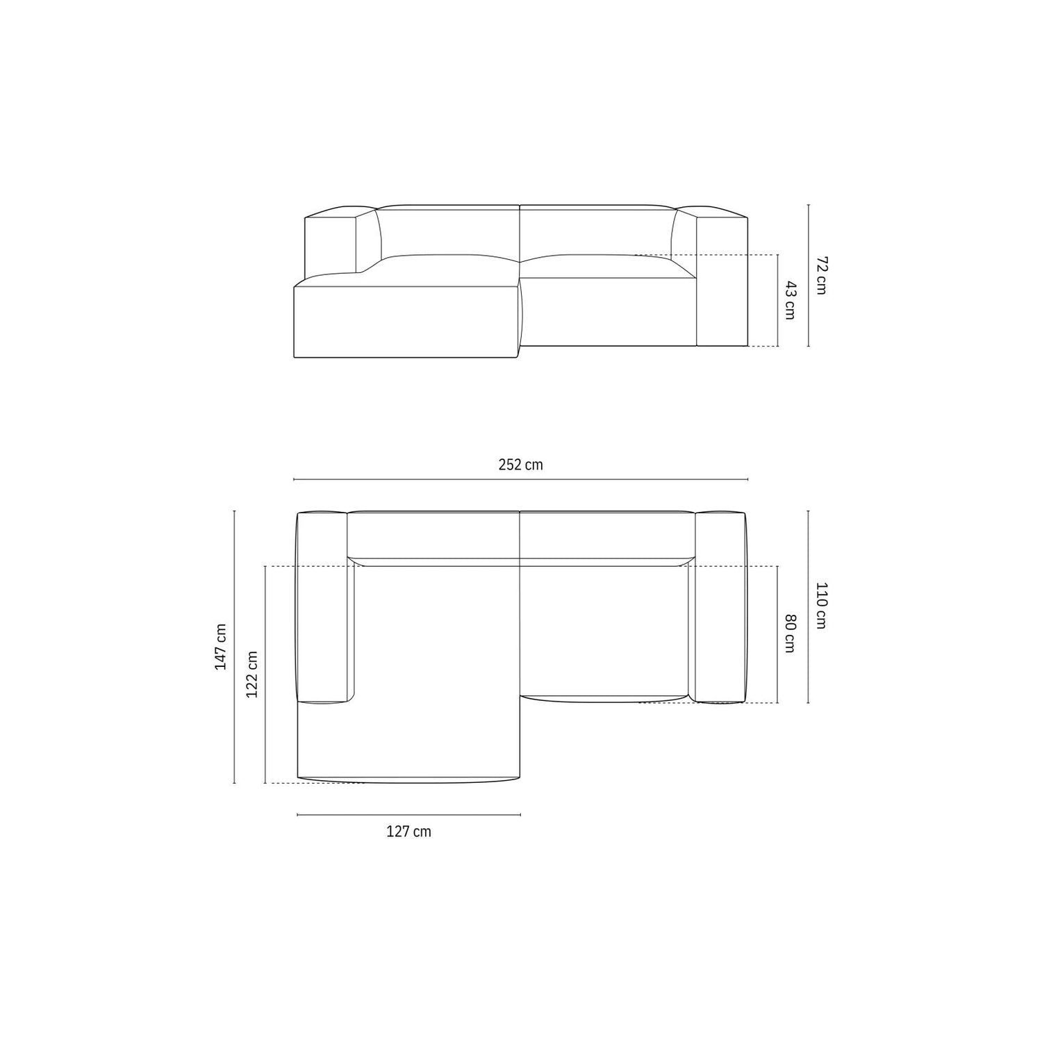 Nuria Ecksofa Links, mit Bezug aus Samt (ParFor) in Moss Green Melange, 147x252 cm – Bild 2